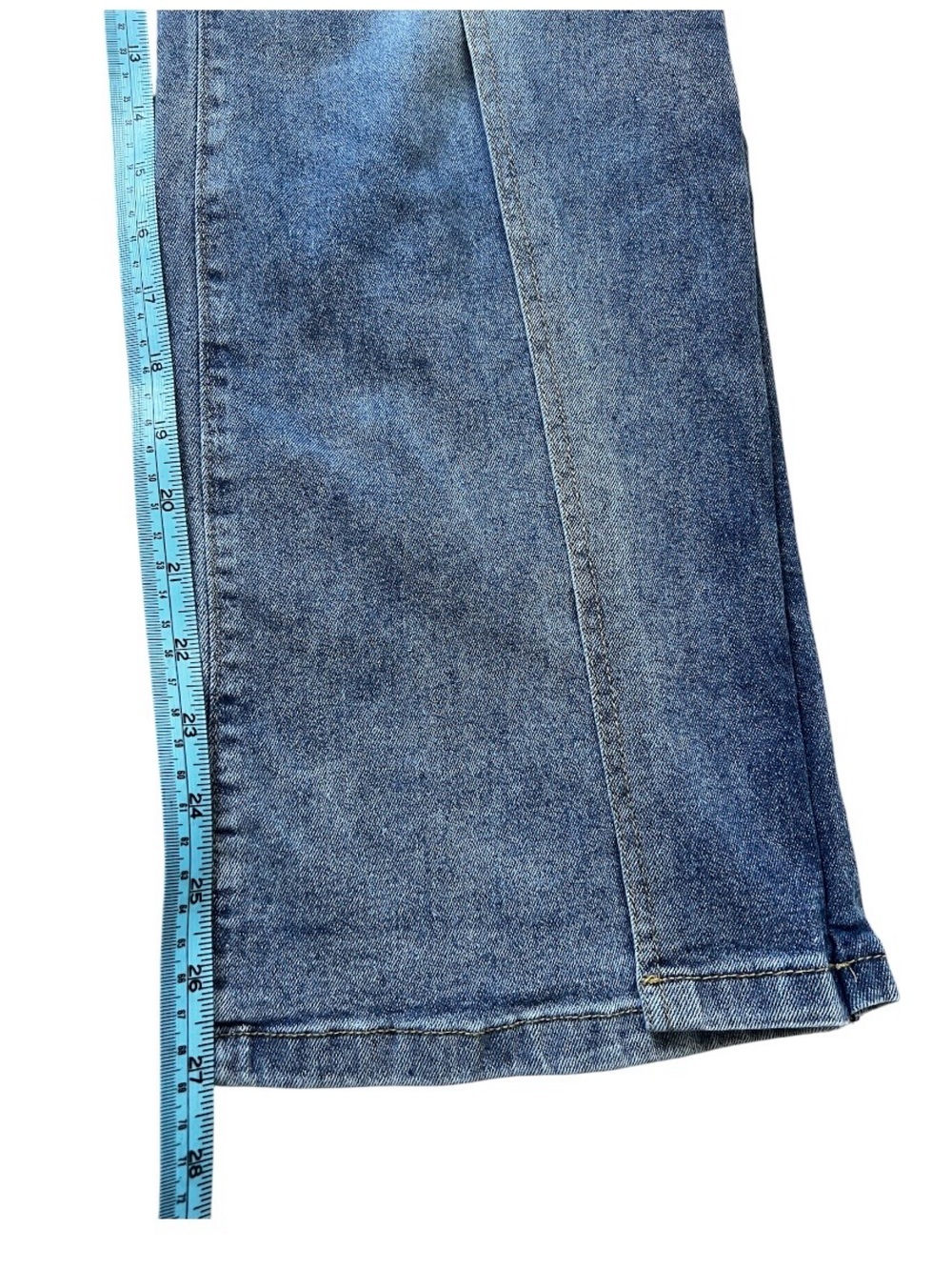 High-Rise Wide Leg Blue Jeans with Front Panel Detail - Picture 4 of 11